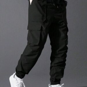 Pantalon cargo décontracté pour homme - Noir